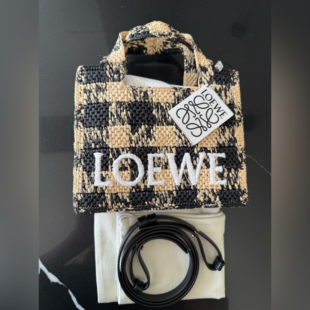 NWT Loewe Mini Gingham Black tote